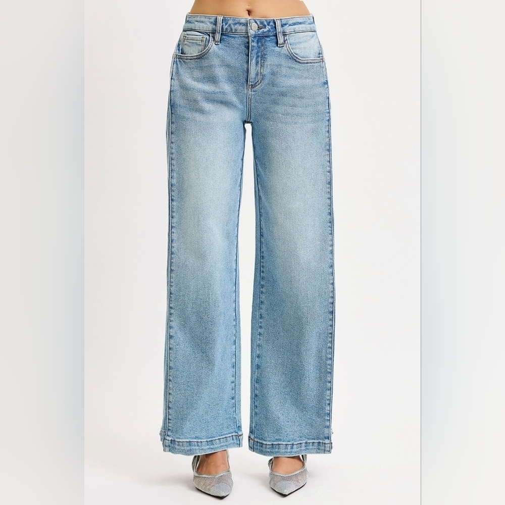 Risen MR Light Wash Wide Leg Barrel Adjustable Leg Denim Jeans Various NEW - Picture 4 of 11
